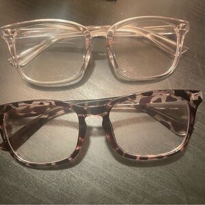 [SET OF TWO] CLEAR & TORTOISE BLUE LIGHT GLASSES WITH WIDE LENS AND STURDY FRAME